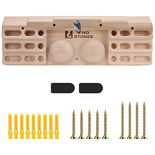 Two Stones Wooden Hangboard Rock Climbing Pull Up Bar Designed Training for Climbing, Wooden Fingerboard Climbing Training Board for Building Core Strength and Endurance (CJ-HB2003)