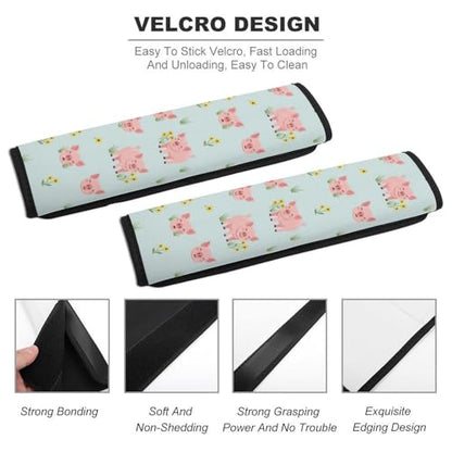 2 Pack Cute Pink Pigs Car Seat Belt Pad Universal Soft and Comfortable Harness Pads Strap for Adult Use, Most Cars, Easy Install (No Tool) - color: Pattern 1165