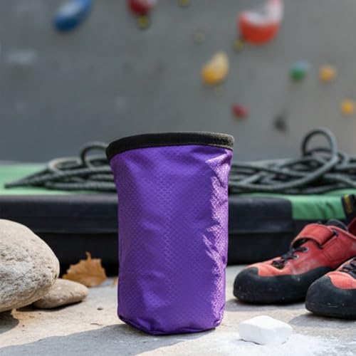 Adjustable Chalk Bag Waterproof Magnesia Sack with Belt Climbing Chalk Bag Magnesia Powder Pouch for Mountaineering Travel Sports - color: Purple