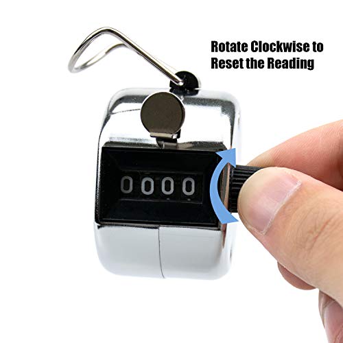 Foraineam 6 Pack Metal Hand Tally Counter Digital Lap Counter Clicker Handheld Mechanical Number Click Counters for Knitting, Coaching, Fishing, Golf, Lap, Baseball, Row Sport