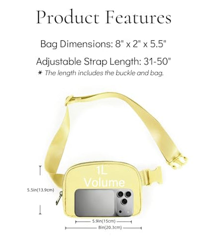 YOSHUYUKI Fanny Pack Cross Body Small Crossbody Bags for Women Men Trendy Nylon Waterproof Mini Purse Travel Running Belt Bag Lulu Dupes Bum Hip Chest Waist Pack Side Bag Must Have Fuchsia - color: Pomelo