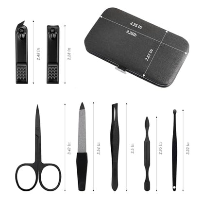 Manicure Pedicure Set Personal Care Nail Clipper Kit 7 PCS Manicure and Pedicure Kit Nail Care Kit for Men Suitable for Travel(Black) Present for Men Husband Boyfriend Parent - color: black