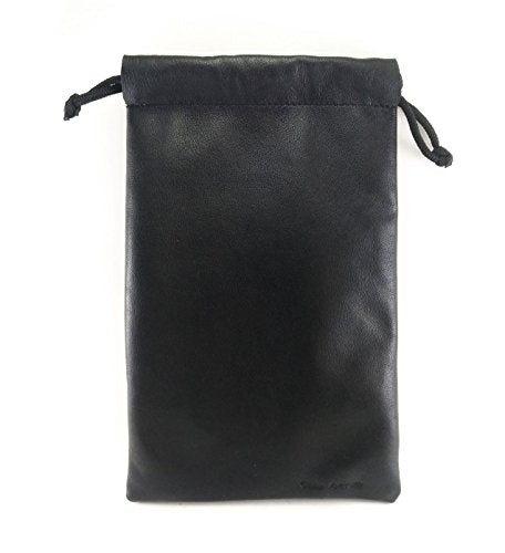 Multiple use Lambskin Leather Pouch with Drawstrings: (Black, 32 cm X 43 cm) - color: Black