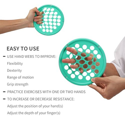 ZHIAMZ Hand Exercisers for Strength, Hand Exercise Web, Finger Exercise | Latex-Free Tear-Resistant Hand Exercise Web for Finger & Hand Strength, Physical Therapy Rehab, Portable 7-Inch - color: Heavy-Green
