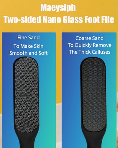 Nano Glass Foot File, Callus Remover for Feet, Wet and Dry Feet Dead Skin Remover, Durable Foot Scrubber, Double-Sided Safe Hygienic Pedicure Tools for Feet, Long Lasting Foot Care Soft Smooth Feet - style: Black
