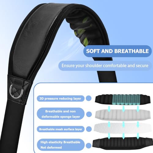 ZINMARK 60 inch Cushion Ultra Comfortable Bag Strap Thicken Shoulder Strap with Double Adjustable Buckles for Crossbody Bag - color: Black