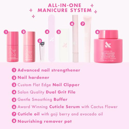 Olive & June Nail Rescue Set | Strengthener, Hardener, Cuticle Oil, Serum, Nail Tools & Nourishing Remover Pot | At-Home Nail Recovery Kit for Dry, Damaged Nails | Vegan, Cruelty-Free