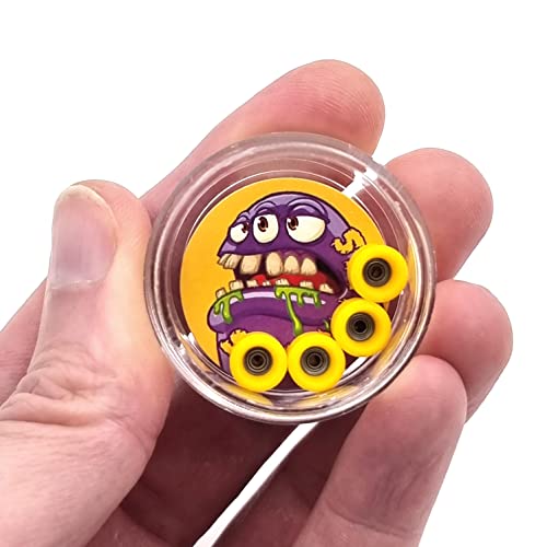 SPITBOARDS® Fingerboard Pro Wheels with Real Ball Bearings, Professional CNC Polyurethane Quality, Street Wheels Shape (Yellow) - color: Yellow
