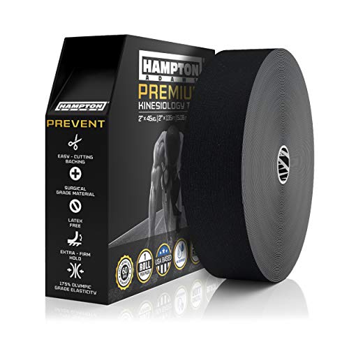Hampton Adams | As Seen on Shark Tank | Original Kinesiology Tape | 135ft Uncut Bulk Roll | Supports & Protects Muscle Wrist Knee Shoulder Back Plantar Fasciitis | Waterproof Hypoallergenic (Black) - color: Black, size: 2in x 135ft (1 Roll)