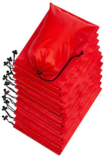 PALTERWEAR Drawstring Pouch with Toggle (8 x 11 Inch, 12 Pack, Red) Nylon Cinch Bag for Travel, Gym, DIY and Storage - color: Red, size: 8 x 11 - 12 pack
