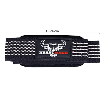 BEAST RAGE Heavy Duty Lifting Wrist Straps for Weightlifting, Figure 8 Loop Powerlifting Deadlift Strap Wraps Weights Padded Support Professional Fitness Gym Bodybuilding - color: White