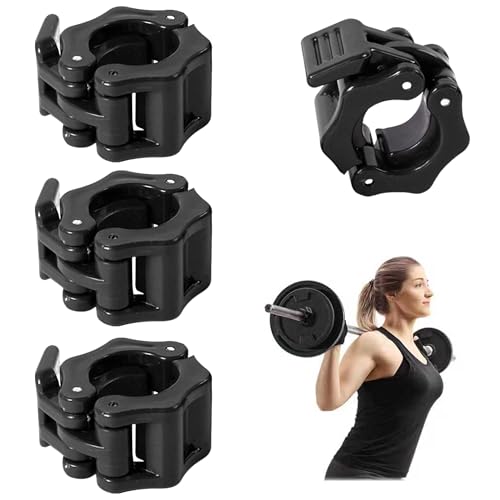 4 Pack Dumbbell Barbell Clamps 30mm, Quick Release Weight Bar Collars, Secure Locking Barbell Clips for Weightlifting, Workout, Strength Training & Fitness Accessories - color: Black