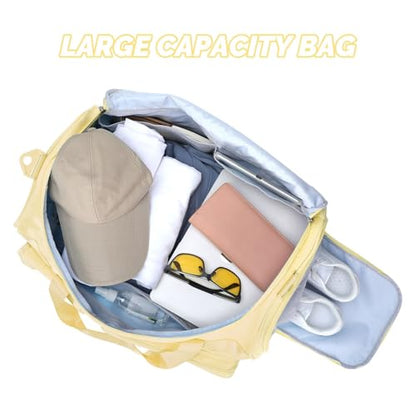 MAXTOP Gym Bag for Women Men Travel Duffle Bag Large Capacity Carry On Weekender Overnight Bag With Shoe Compartment Gym Tote Dry Wet Separation Duffel Bag for Travel - color: Yellow, style: Gym Bag