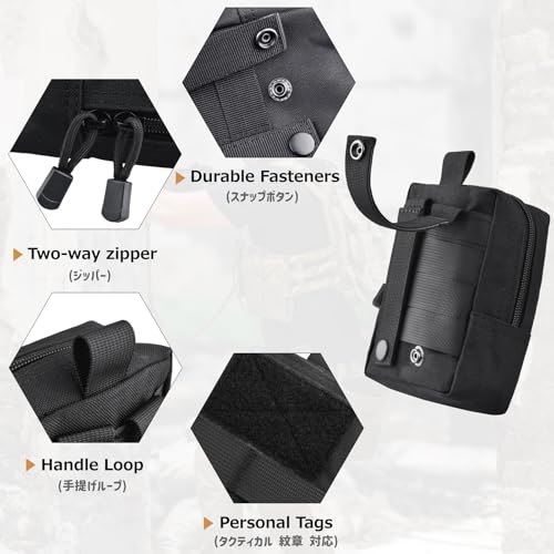 Azarxis Molle Pouches, Tactical Compact EDC Small Utility Pouch Waist Bags Sundries Storage Admin Organize Gear Gadget for Military Backpack - color: #03 Green - 5.91"x4.33" - 2 Pack