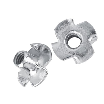 FLEXMAN Four Pronged T Nuts, Zinc Plated Carbon Steel Tee Nut 4 Claw Nut Assortment Kit for Rock Climbing Holds, Furniture, Cabinetry, Woodworking, Silver (M8 (30 Pieces/Package)) - size: M8 (30 pieces/package)