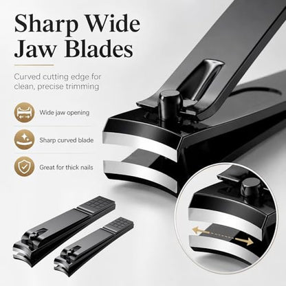 Aogeili Nail Clippers Set, Toenail Clippers & Fingernail Clipper Cutters, Ultra Sharp Stainless Steel Tools, Wide Jaw for Thick Nails, Heavy Duty Manicure Kit for Men Women Seniors - size: Large/Small