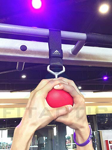 Rock Climbing Solid Training Cannonball Power Pull Up Ball Hold Grips for Straps for Finger, Forearm, Biceps, Back Muscles (Black, 4") Bundle with Upgraded 1 Pair Eagle Loops Grip for Fing