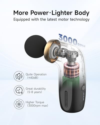 HEYCHY A1 Super Mini Massage Gun, Percussion Deep Tissues Muscle Massager, Travel Massage Gun, Compact Sports Massager, Portable Handheld Massager for Office, Home, Athletes(Black) - color: Black