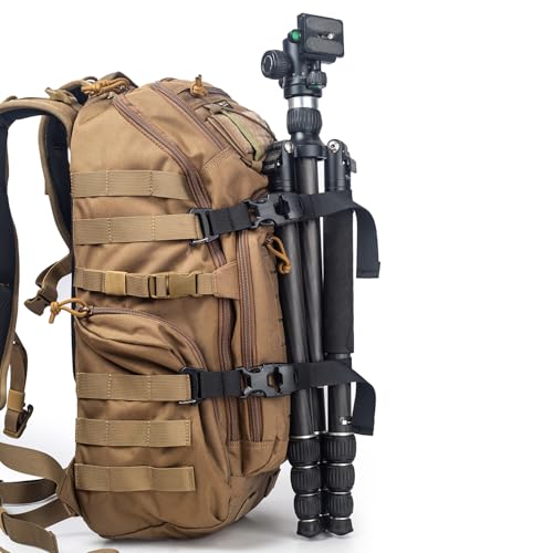 MOLLE Tactical Straps for Backpack - Adjustable 7.5-22 inch Compression Tie Down Straps for Gear, Rucksack, Tripod and Sleeping Bag - Heavy Duty 1000D Nylon (Black, 2-Pack) - size: 2-Pack, style: Black