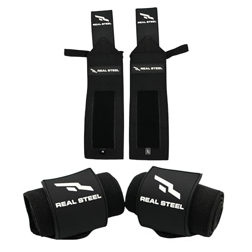 Real Steel Heavy-Duty Wrist Wraps for Weightlifting Men & Women - 24" Gym Wraps with Thumb Loop - Wrist Straps for Weightlifting Support, Powerlifting, and Strength Training - Workout Support Braces