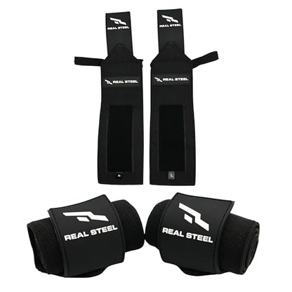Real Steel Heavy-Duty Wrist Wraps for Weightlifting Men & Women - 24" Gym Wraps with Thumb Loop - Wrist Straps for Weightlifting Support, Powerlifting, and Strength Training - Workout Support Braces