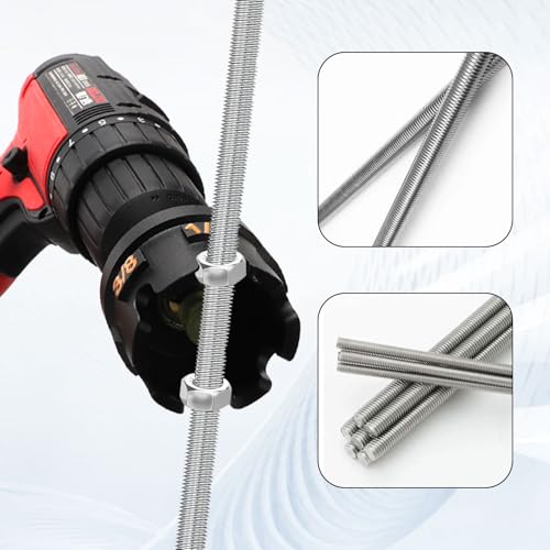 Nut Zipper Drill Attachment for Fast Nut and Bolt Removal, Aluminium Alloy Hex Shank Nut Driver for 1/4", 3/8", and 1/2" Threaded Rods,Fast Nut and Bolt Removal for Conduit Racks,Strut Systems 1 piece