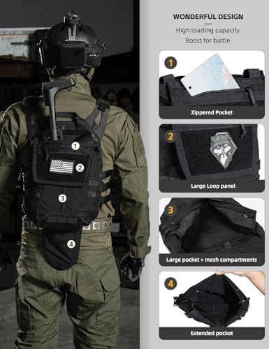IDOGEAR Tactical Zip-on Panel Pouch Military Backpack Vest Accessory Bag for CPC AVS JPC2.0 - color: C:black