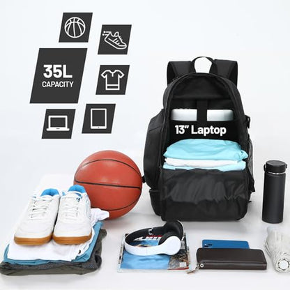 MIER Basketball Backpack Bags Sports Gym Backpacks with Shoe Compartment and Ball Holder for Adult Men Large Soccer Bag