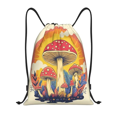 Drawstring Sports Backpacks - Lightweight Swim Gym Bags for Women Men String Sackpack for Beach Travel Yoga(Small, Mushroom Psychedelic) - color: Mushroom Psychedelic, size: Small
