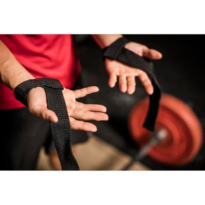 Harbinger Padded Cotton Lifting Straps with NeoTek Cushioned Wrist, 21.5 Inch Length, 1.5 Inch Width, Pair, Weightlifting Wrist Straps for Deadlifts and Strength Training - color: Black