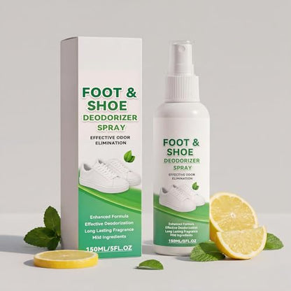 TREBIN Shoe Deodorizer Spray and Foot Odor Eliminator, Fast Acting Shoe Deodorant Spray, Liquid Odor Remover Spray and Shoe Freshener for Sneakers, Boots, All Footwear, 150ml/5oz, Lemon