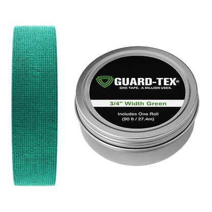 Guard-Tex® Green Athletic Finger Tape - Self-Adhesive Natural Cotton Air-Mesh™ No Residue - 3/4 Inch - 1 Roll, 90 Ft + Tin - USA Made - color: Classic Green, size: 1 roll, 3/4"