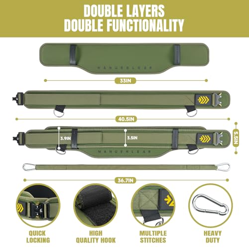 MANUEKLEAR 2-in-1 Weightlifting Belt & Dip Belt with 36.7 IN Rope, Double-Layer Weight Lifting Belts, Powerlifting Gym Weighted Belt for Pull Up Squat - color: Olive Drab, size: XL(38-41in)