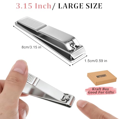12 PCS Large Nail Clippers for Thick Nails, Straight Edge 3.15 Inch Long Handled Stainless Steel Toenail Clippers, Heavy Duty Flat Toe Nail Clipper for Men Women Seniors(Silver) - color: Silver-12 Pcs