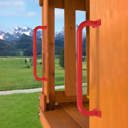 ESPETS 17 Inch 6 Pieces Red Outdoor Metal Safety Playground Handles | Weather-resistence Playground Equipment, Swing Set Attachment Grab Handle, Indoor and outdoor use Monkey Bars - color: Red -6 Pcs