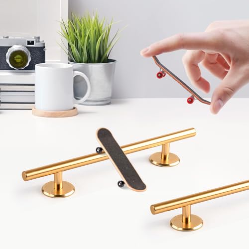 Colaxi Fingerboard Round Rail, 20cm Aluminum Alloy Skatepark Obstacle with Stable Base for Fingerboard Training and Tricks - color: Round Gold, size: 20cm