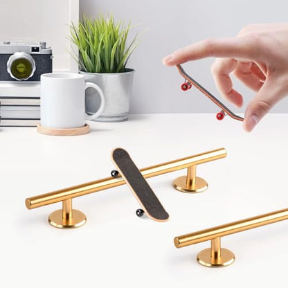 Colaxi Fingerboard Round Rail, 20cm Aluminum Alloy Skatepark Obstacle with Stable Base for Fingerboard Training and Tricks - color: Round Gold, size: 20cm