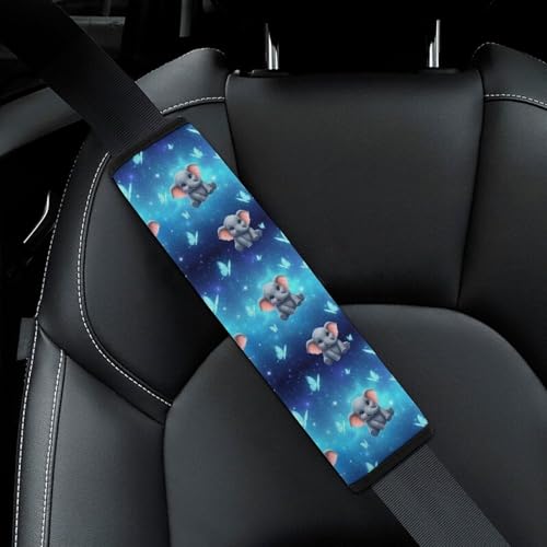 Universal Fit Seat Belt Shoulder Pad for Adult Use, Most Cars, 2 Pack Cute Butterfly Elephant Harness Pads Strap Pressure Relief - color: Pattern 686