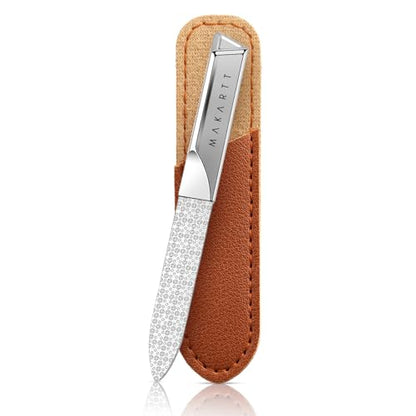 Makartt Metal Nail File for Natural Nails: Stainless Steel File, 1PC | Dual-Sided Coarse & Fine Grinding Surface, Precision, Durable, Nail Care Tool with Leather Case, for Women & Men - color: Metal nail file-1pc