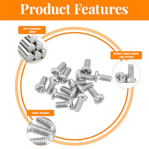 530Pcs 304 Stainless Steel Metric Micro Screws Nuts Assortment, M1.6x4/5/6/8/10mm Sizes, Phillips Pan Head, Fully Threaded Kit for Arduino, RC Models, Electronics, DIY Projects - size: M1.6x4/5/6/8/10-530Pcs