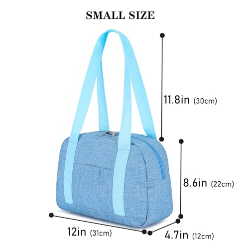 Mini Gym Bag for Women Girls, 12 inch Small Gym Tote, Lightweight Small Carry On Duffle Bag for Travel Sports - color: Light Blue