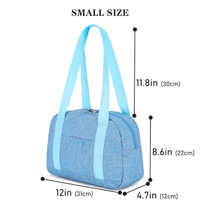 Mini Gym Bag for Women Girls, 12 inch Small Gym Tote, Lightweight Small Carry On Duffle Bag for Travel Sports - color: Light Blue