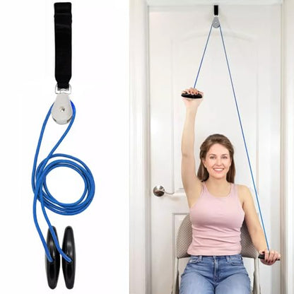 LiftAid Metal Shoulder Pulley for Physical Therapy with Exercise Guide - Improves Shoulder Strength & Range of Motion - Reduces Pain, Helps in Muscle Recovery - Physical Therapy Equipment (Blue-Metal) - color: Blue-Metal