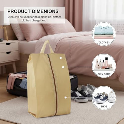 6pcs Portable Shoe Organizer, Travel Pouches with Zipper, Golf Shoe Bags, Clothes Bags, Soccer Cleats Bag Shoe Pouch for Gym, Waterproof, Odor-Resistant (Khaki) | Golf Shoe Bags, Clothes Bags, Soccer Cleats Bag Shoe Pouch for Gym, Waterproof, Odor-Resista