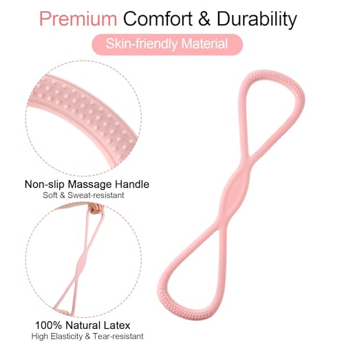 Figure 8 Resistance Bands with Handles 15lbs Elastic Fitness Exercise Band Yoga Elastic Stretch Bands Portable Shoulder Stretch Training Ropes for Women Men Working Out Arm Back Home Gym Yoga Physical