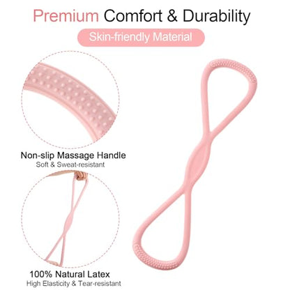 Figure 8 Resistance Bands with Handles 15lbs Elastic Fitness Exercise Band Yoga Elastic Stretch Bands Portable Shoulder Stretch Training Ropes for Women Men Working Out Arm Back Home Gym Yoga Physical