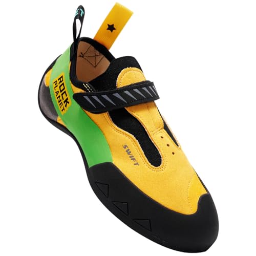 Climbing Shoes Men Lightweight Strong Anti-Slip Indoor Outdoor Rock Climbing Gym Training Beginner to Pro Performance - color: Yellow-black, size: 4.5 Narrow Women/3.5 Narrow Men
