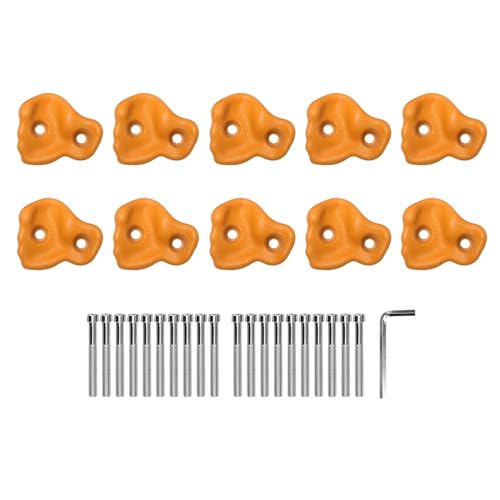 10Pcs Rock Climbing Holds,Indoor Outdoor Rock Wall Climbing Kit,Comfortable Hand Feeling Climbing Rock Wall Grips for Kids Adults - color: Orange