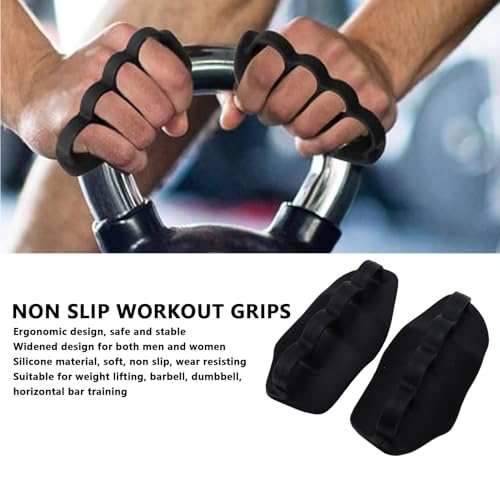 MAVIS LAVEN 2PCS Non Slip Workout Grips, Ergonomic Hand Protector Pad with Finger Cots Design for Weight Lifting Dumbbell Training, Silicone Grip Pad for Gym Equipment