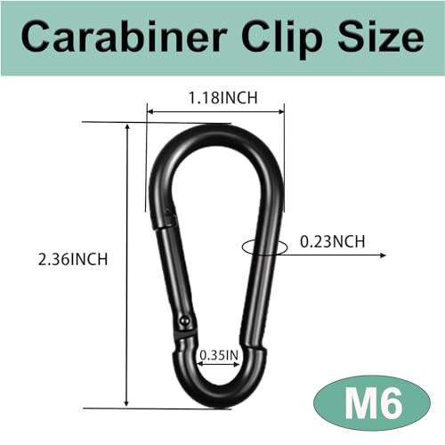 Heavy Duty Spring Snap Hook Carabiners, Galvanized Steel Quick Links, Spring Clips in Black & Silver, Multiple Sizes: 1.6Inch/2Inch/2.4Inch/3Inch/4Inch, for Swing Hammock Camping Keychain Outdoor - size: M6-120PCS, style: Black
